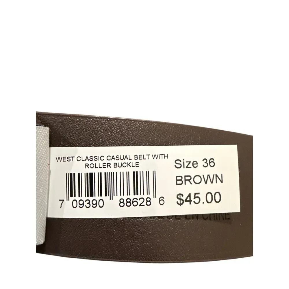 NEW True Religion Classic Casual Belt Brown Men's Size 36 Leather Logo TR300792